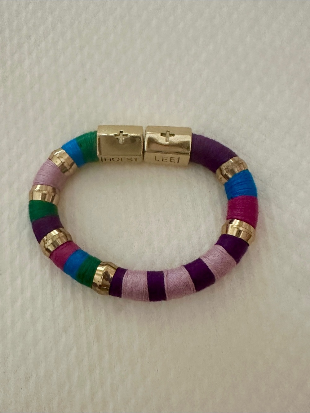 HOLST + LEE Colorblock Thread Wrapped Bracelet-Multicolor Gold Tone